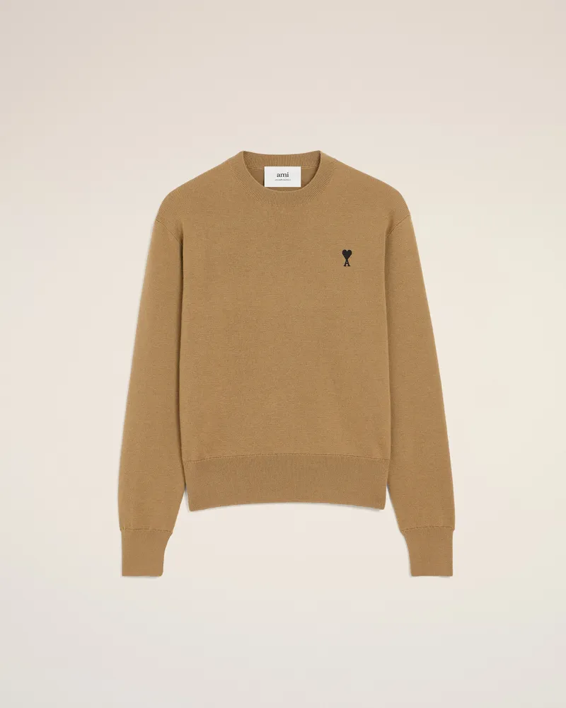 AMI Paris Ami De Coeur Pullover mit Rundhalsausschnitt aus brauner Wolle Braun für Herren Camel