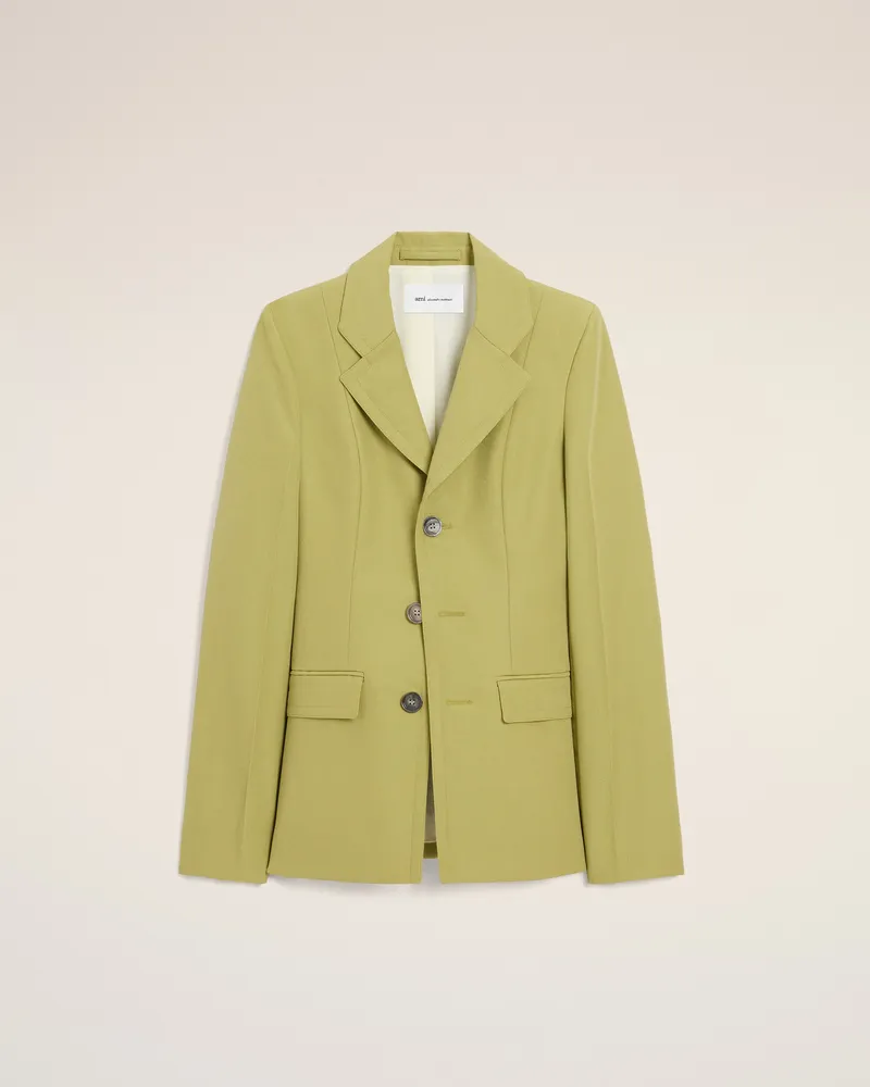 AMI Paris Einreihige, taillierte Jacke aus grüner Schurwolle Grün für Damen Matcha