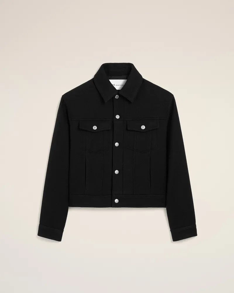 AMI Paris Truckerjacke aus schwarzer Wolle Schwarz - Größe Unisex Schwarz