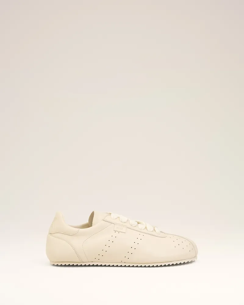 AMI Paris Step Low-Top-Sneaker aus weißem Glattleder Weiß Unisex Ivory