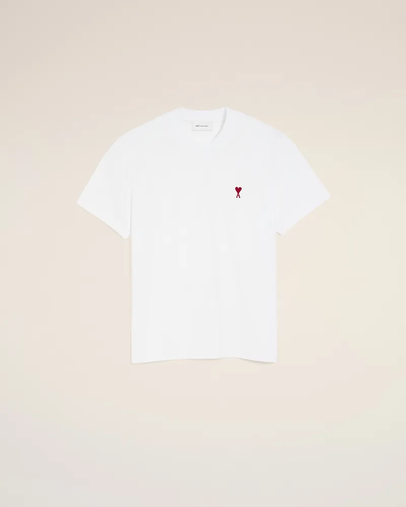 AMI Paris Ami de Coeur T-Shirt aus weißer Baumwolle Weiß Unisex Weiss