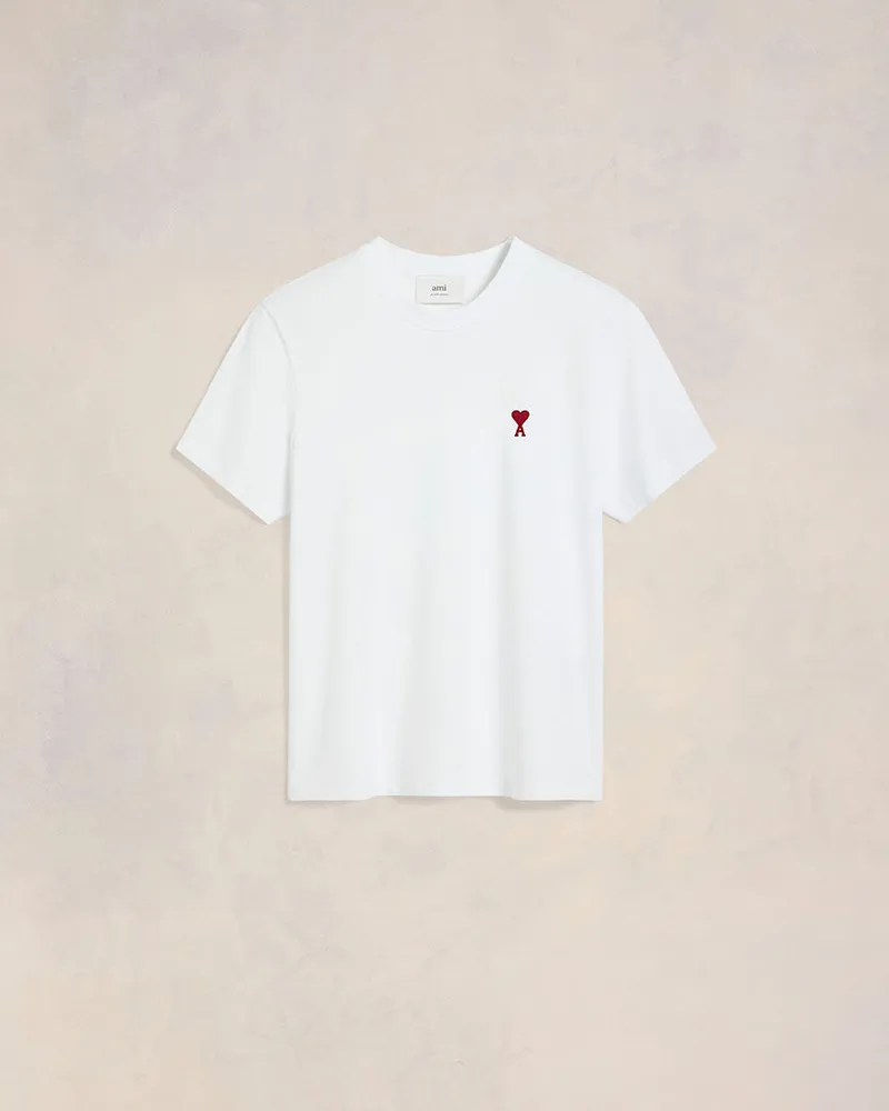 AMI Paris Ami de Coeur T-Shirt aus weißer Bio-Baumwolle Weiß Unisex Weiss