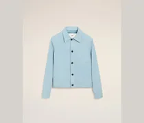 Blaue Ami De Coeur Lederjacke mit Knöpfen Blau für Herren