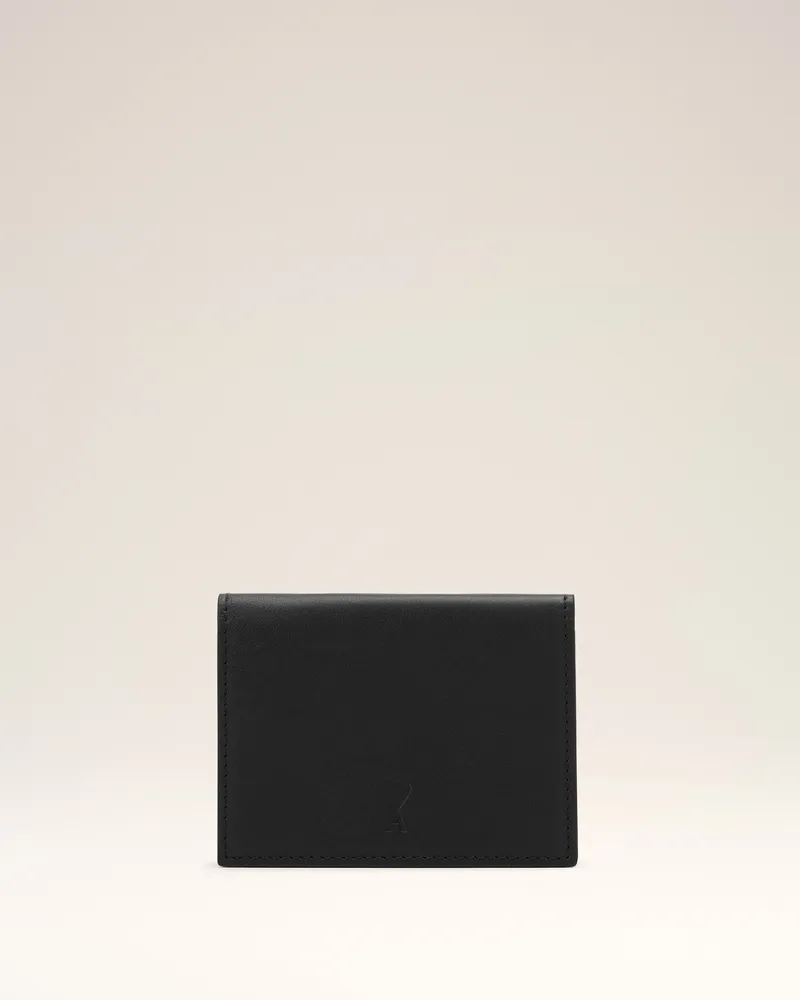 AMI Paris Ami de Coeur Portemonnaie aus schwarzem Rindsleder mit drei Fächern Schwarz Unisex Schwarz