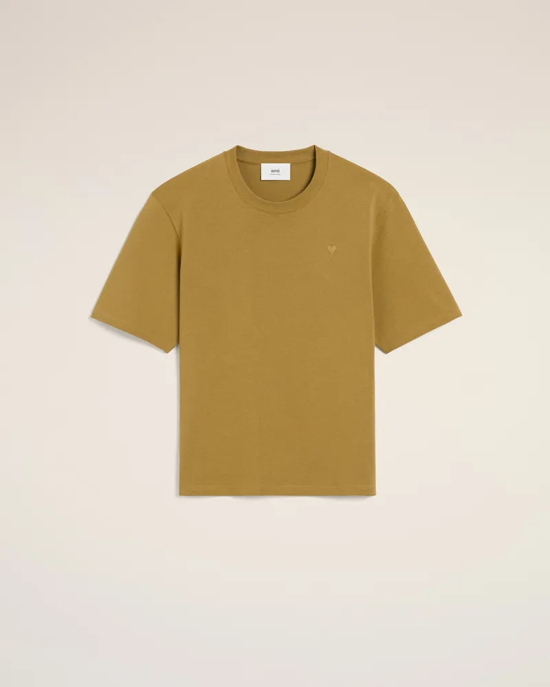 AMI Paris Ami de Coeur T-Shirt aus Baumwolle in Mustard Gelb Unisex Havana