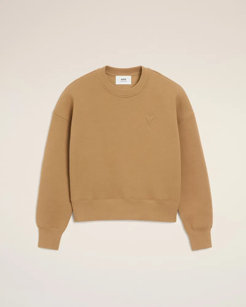 AMI Paris Ami De Coeur Sweatshirt aus brauner Baumwolle Braun Unisex Camel