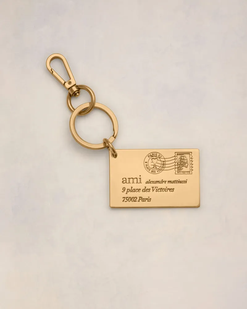 AMI Paris Ami Alexandre Mattiussi Enveloppe Schlüsselanhänger Gelb Unisex Gebürstetes