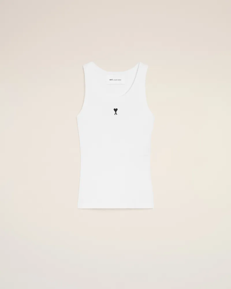 AMI Paris Weißes Baumwoll-Tanktop mit Herzausschnitt Weiß für Damen Weiss