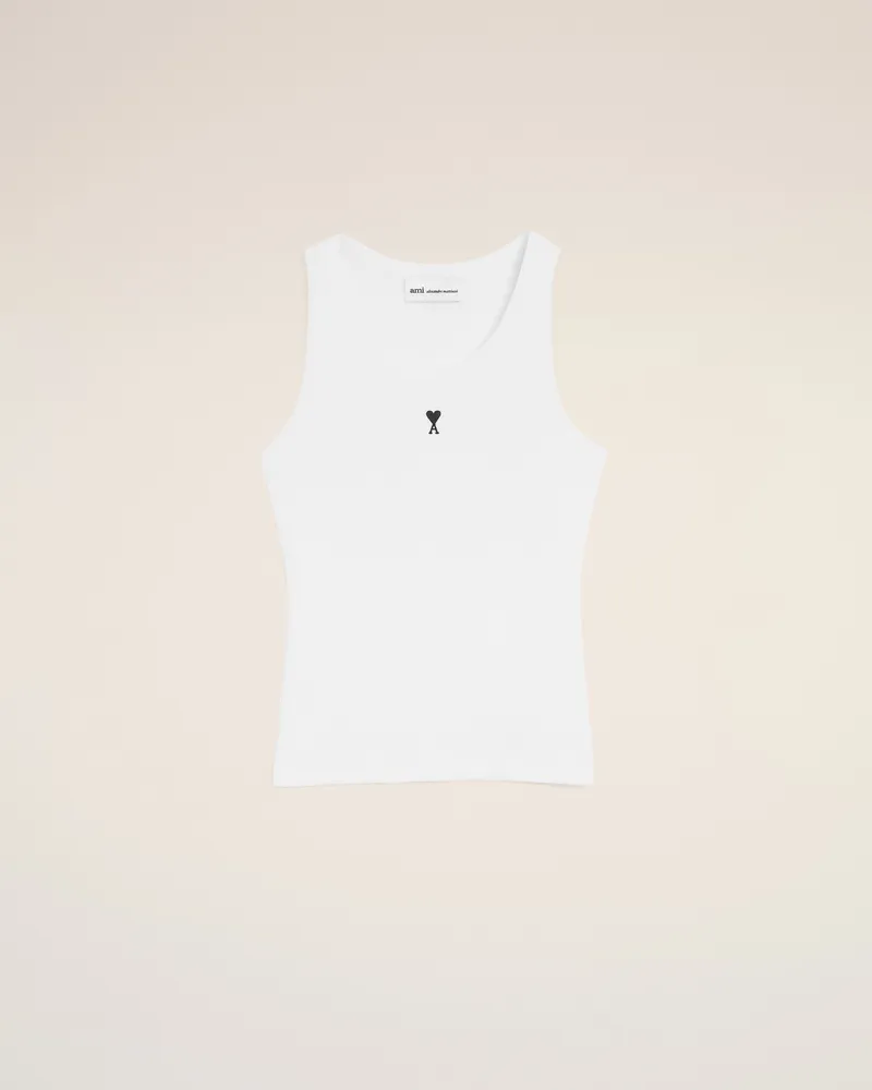 AMI Paris Weißes Baumwoll-Tanktop mit Herzausschnitt Weiß für Damen Weiss