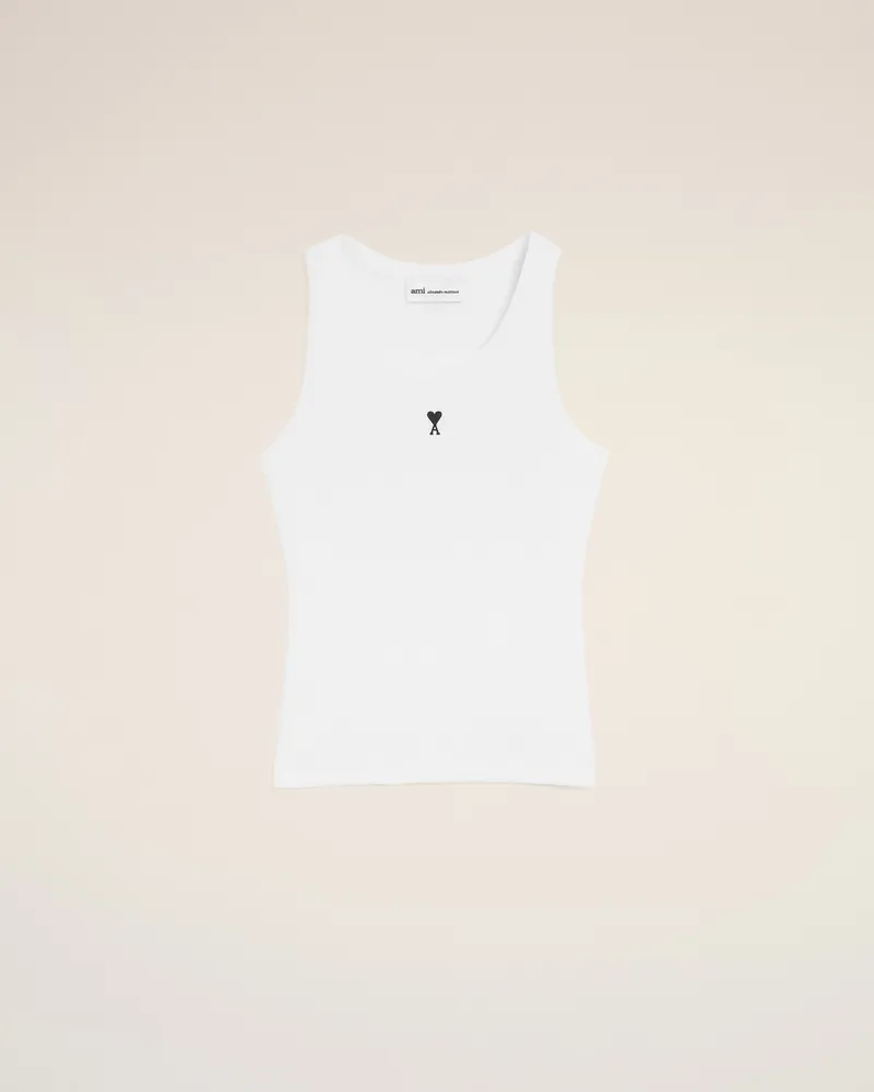 AMI Paris Weißes Baumwoll-Tanktop mit Herzausschnitt Weiß für Damen Weiss