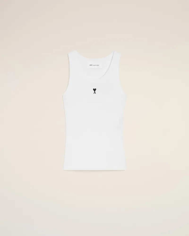 AMI Paris Weißes Baumwoll-Tanktop mit Herzausschnitt Weiß für Damen Weiss