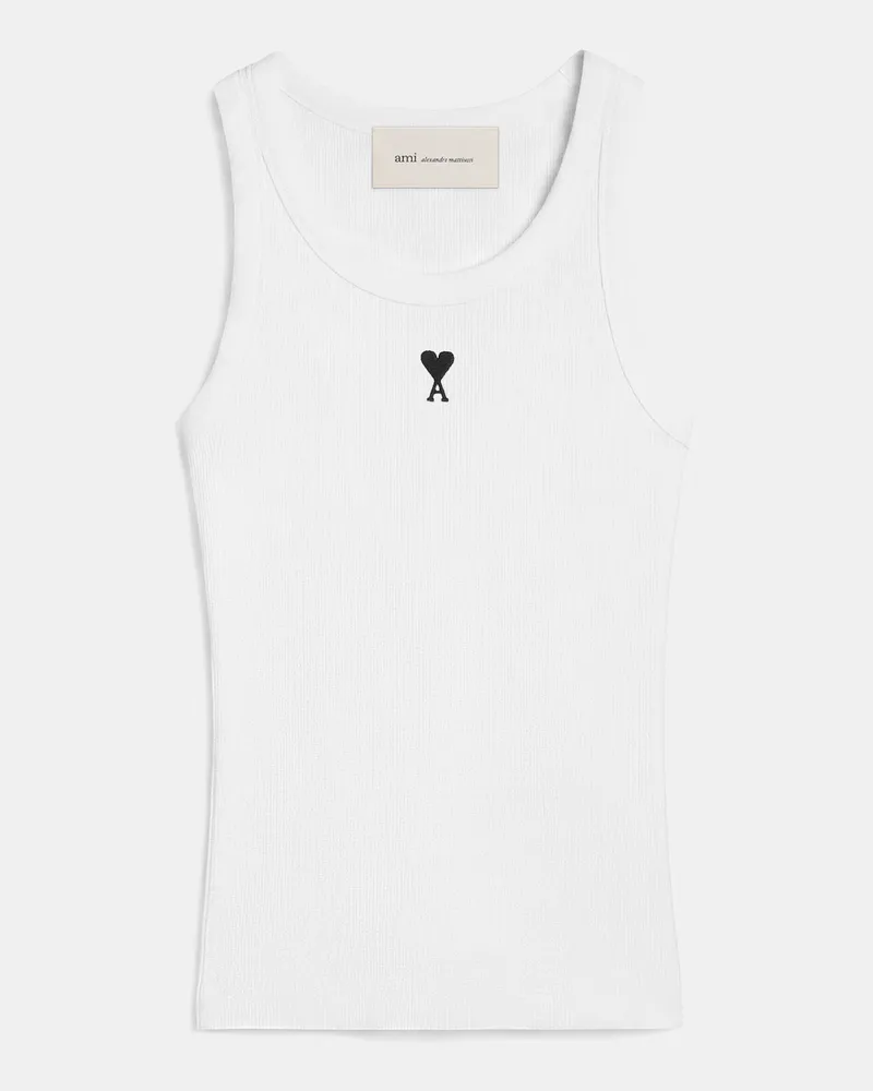 AMI Paris Weißes Baumwoll-Tanktop mit Herzausschnitt Weiß für Damen Weiss