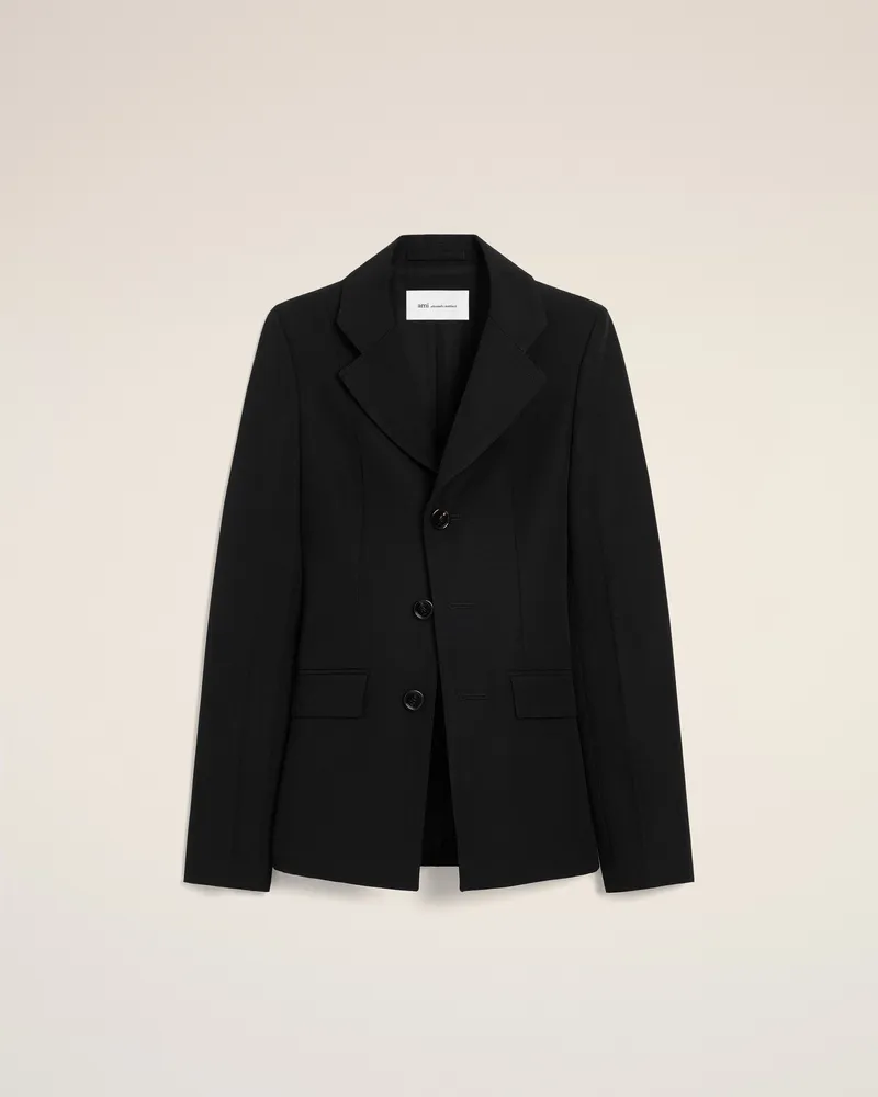 AMI Paris Taillierte Einreiher-Jacke aus schwarzer Schurwolle Schwarz für Damen Schwarz
