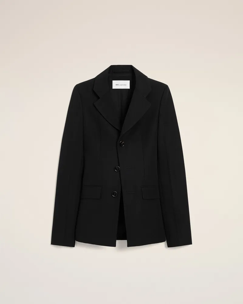 AMI Paris Taillierte Einreiher-Jacke aus schwarzer Schurwolle Schwarz für Damen Schwarz