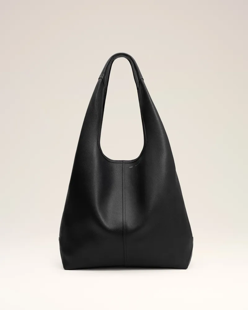 AMI Paris Etienne Hobo Bag aus schwarzem Glattleder Schwarz Unisex Schwarz