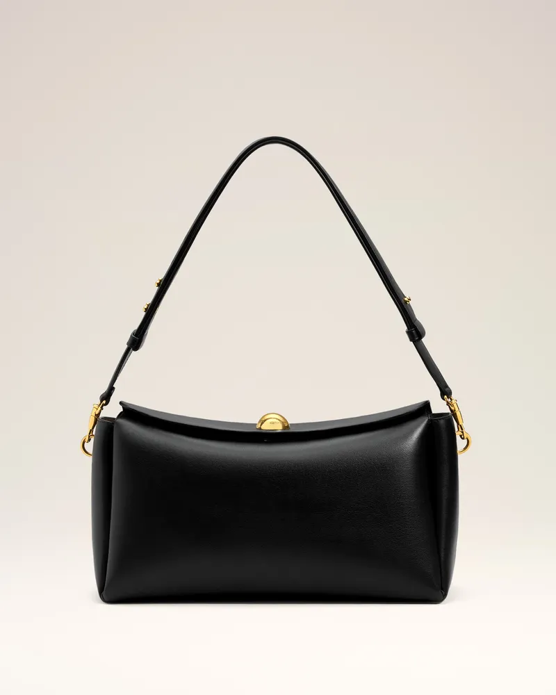 AMI Paris Mittelgroße Carrousel Tasche aus schwarzem Glattleder Schwarz Unisex Schwarz