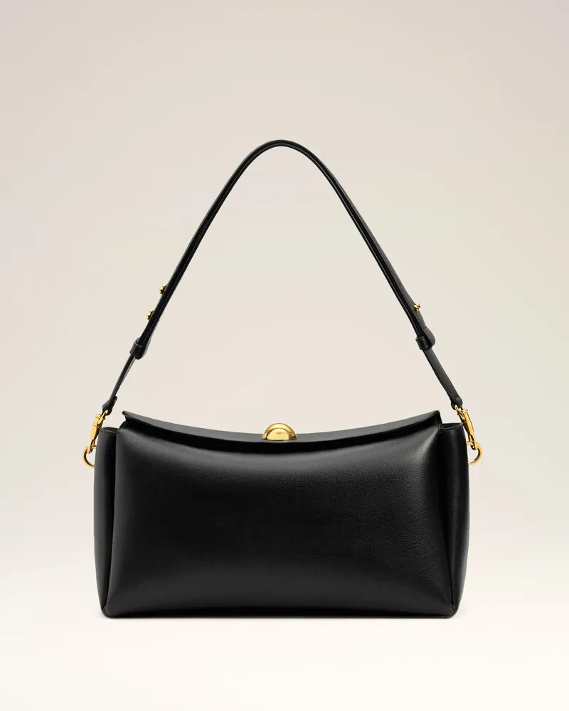 AMI Paris Carrousel Tasche aus schwarzem Kalbsleder, Medium Schwarz Unisex Schwarz