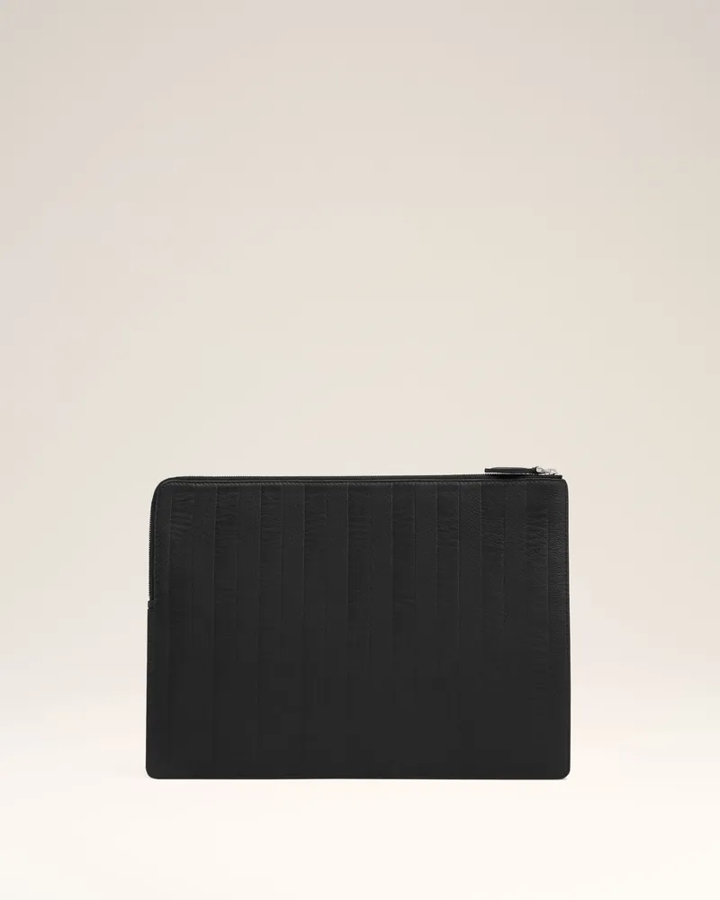 AMI Paris Midi Dokumententasche aus schwarzem Leder Schwarz Unisex Schwarz