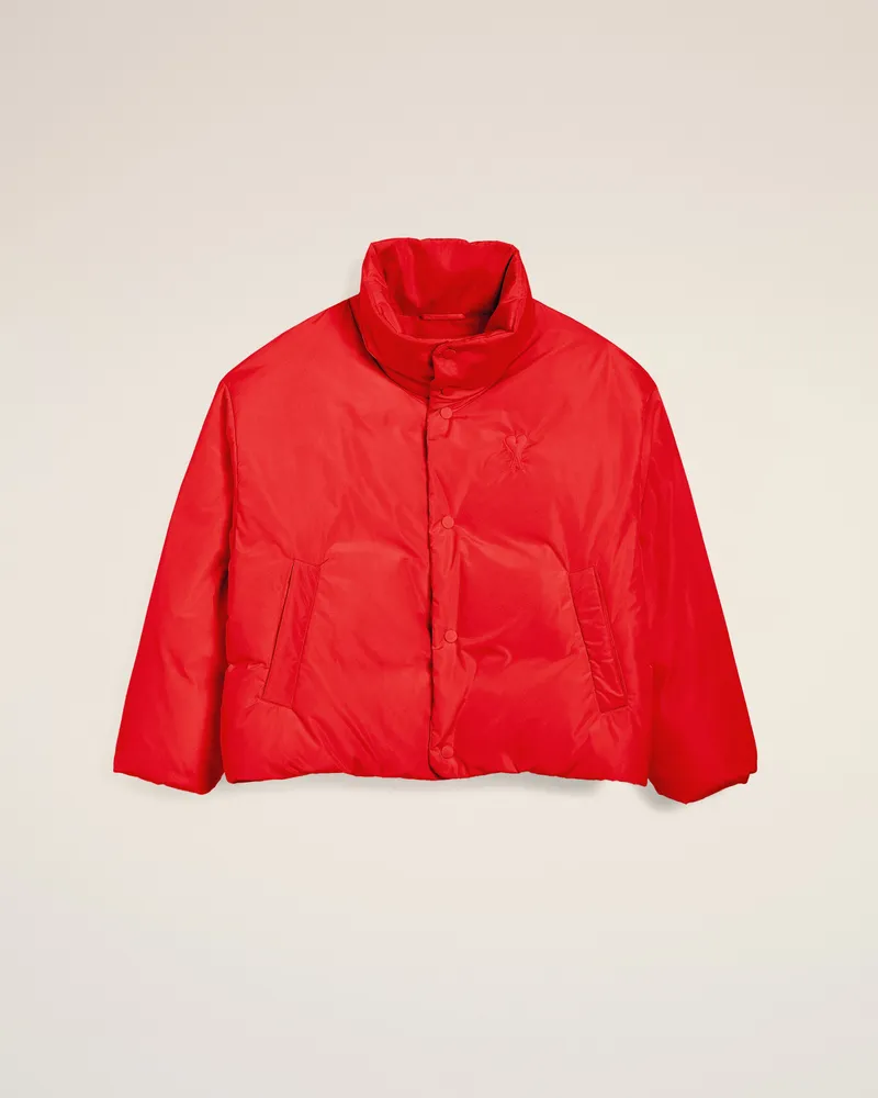 AMI Paris Ami De Coeur Daunenjacke aus rotem Taft Rot für Herren Carmin