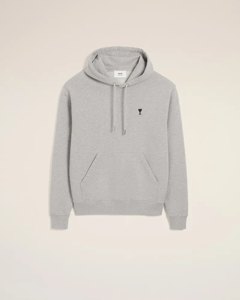 AMI Paris Ami De Coeur Kapuzenpullover aus grauer Baumwolle Grau für Herren Heather