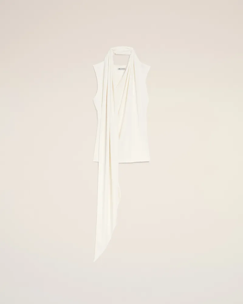 AMI Paris Weißes Jersey-Oberteil ohne Ärmel mit Lavallière-Krawatte Weiß für Damen Weiss