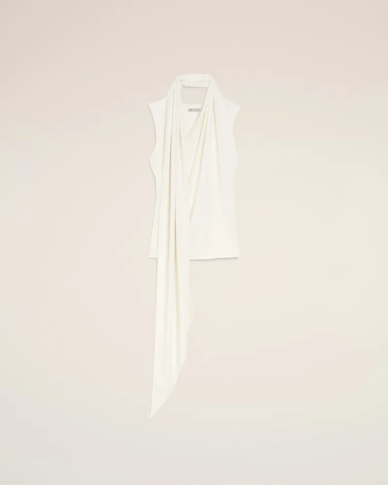 AMI Paris Weißes Jersey-Oberteil ohne Ärmel mit Lavallière-Krawatte Weiß für Damen Weiss