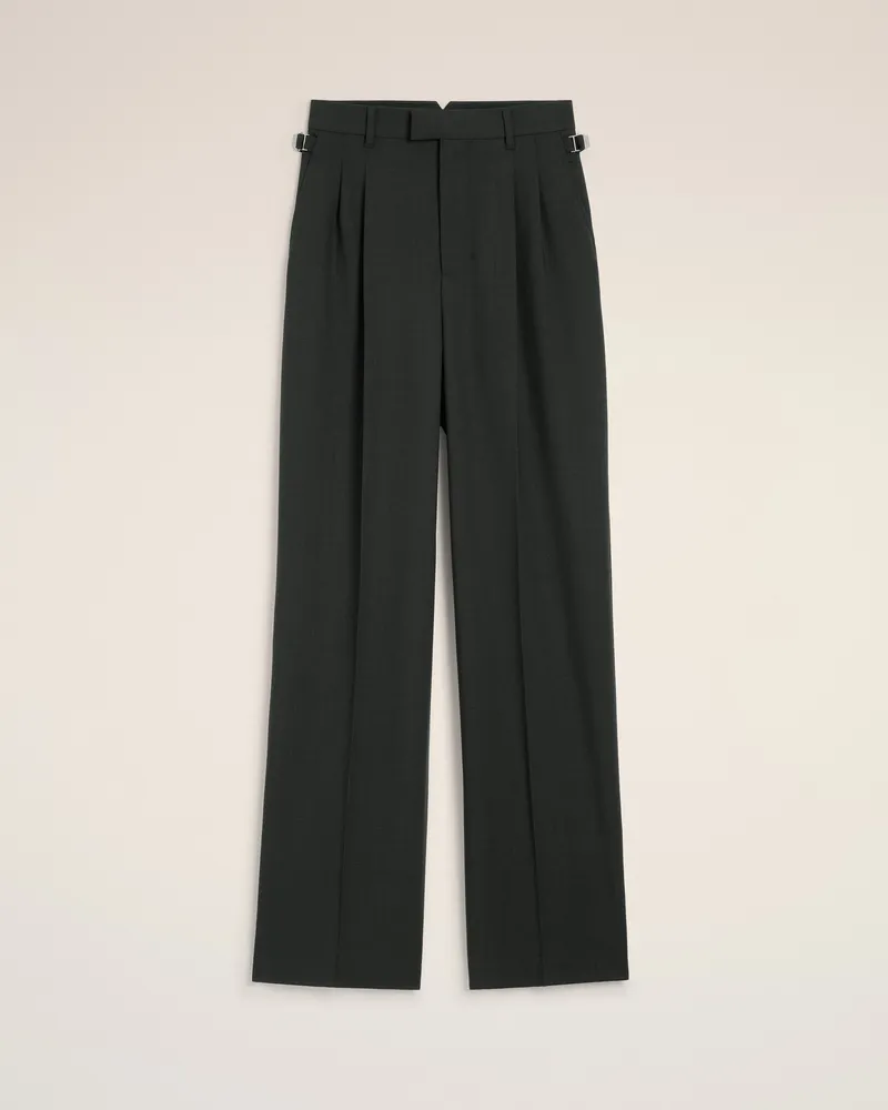 AMI Paris Weite Hose aus schwarzer Wolle mit hoher Taille  Grau für Damen Anthrazit