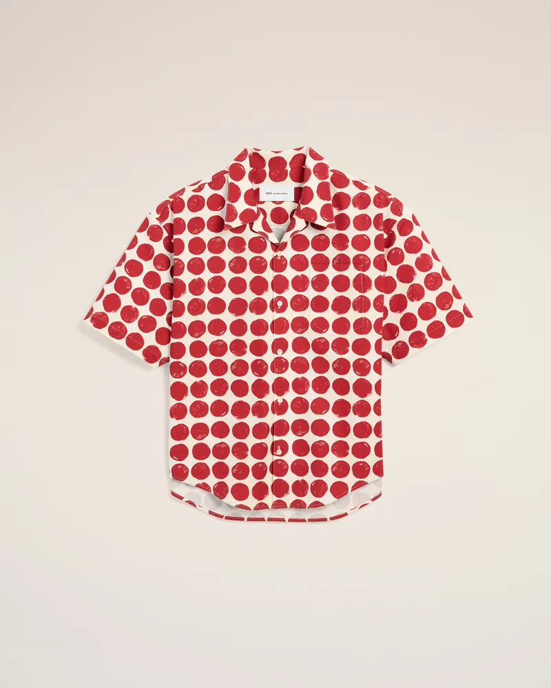 AMI Paris Boxy-Hemd aus roter Baumwolle mit Polka-Dots und kurzen Ärmeln Rot für Herren Rubinrot