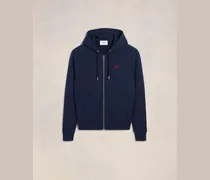 Blauer Ami De Coeur Kapuzenpullover aus Bio-Baumwolle mit Reißverschluss Blau Unisex