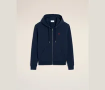 Blauer Ami De Coeur Kapuzenpullover aus Bio-Baumwolle mit Reißverschluss Blau Unisex