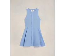 AMI Paris Kurzes Kleid mit versteckter Knopfleiste Blau Cashmere