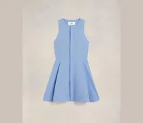 Kurzes Kleid mit versteckter Knopfleiste Blau