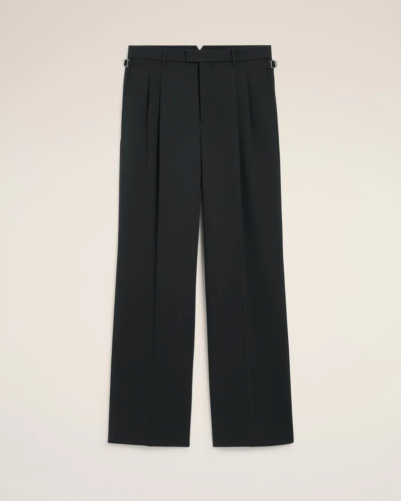 AMI Paris Weite Hose aus schwarzer Wolle mit niedriger Taille Grau für Herren Anthrazit