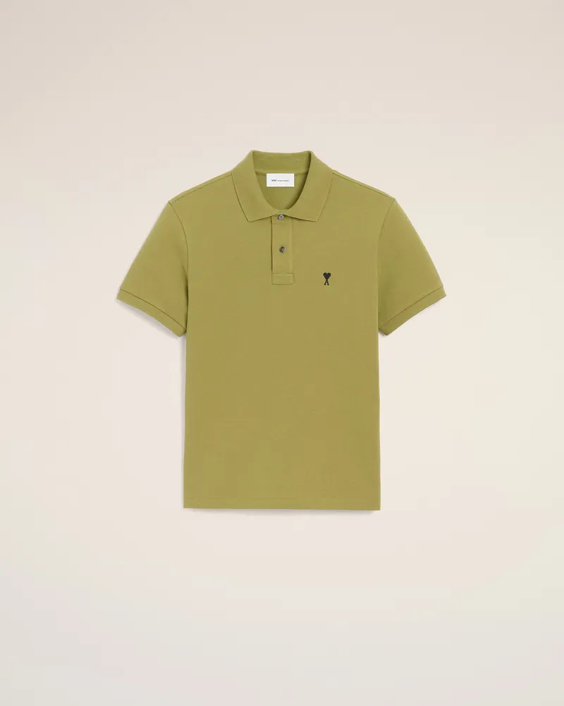 AMI Paris Grünes Ami De Coeur Baumwoll-Polohemd mit kurzen Ärmeln Grün für Herren Matcha