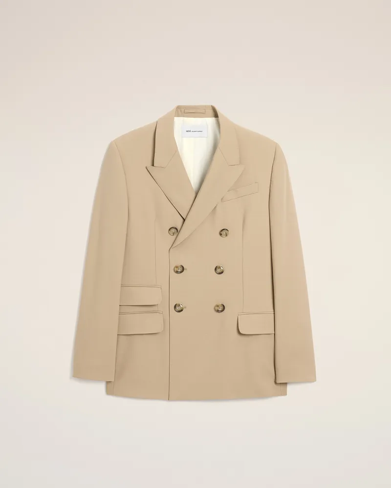 AMI Paris Beigefarbene, gerade geschnittene Jacke aus Schurwolle mit doppelter Knopfleiste Beige für Herren Taupegrau