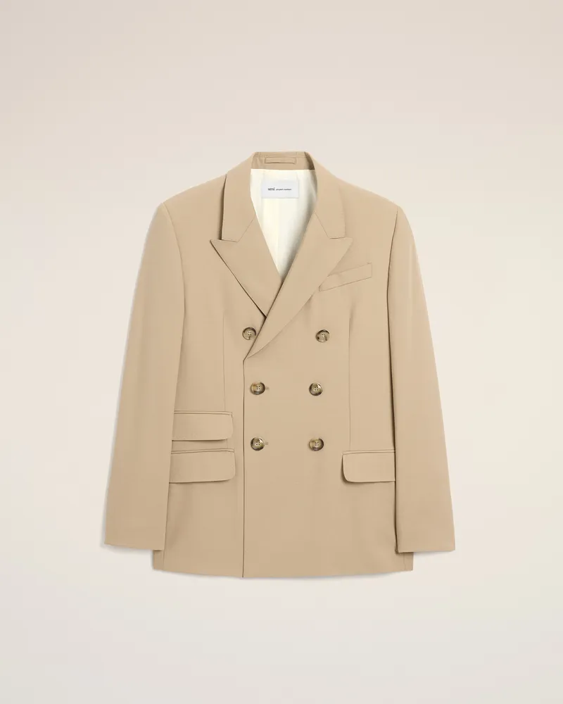 AMI Paris Beigefarbene, gerade geschnittene Jacke aus Schurwolle mit doppelter Knopfleiste Beige für Herren Taupegrau