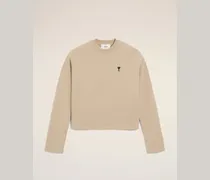 Ami De Coeur Sweatshirt aus beigefarbener Baumwolle mit Kontrast Beige für Damen