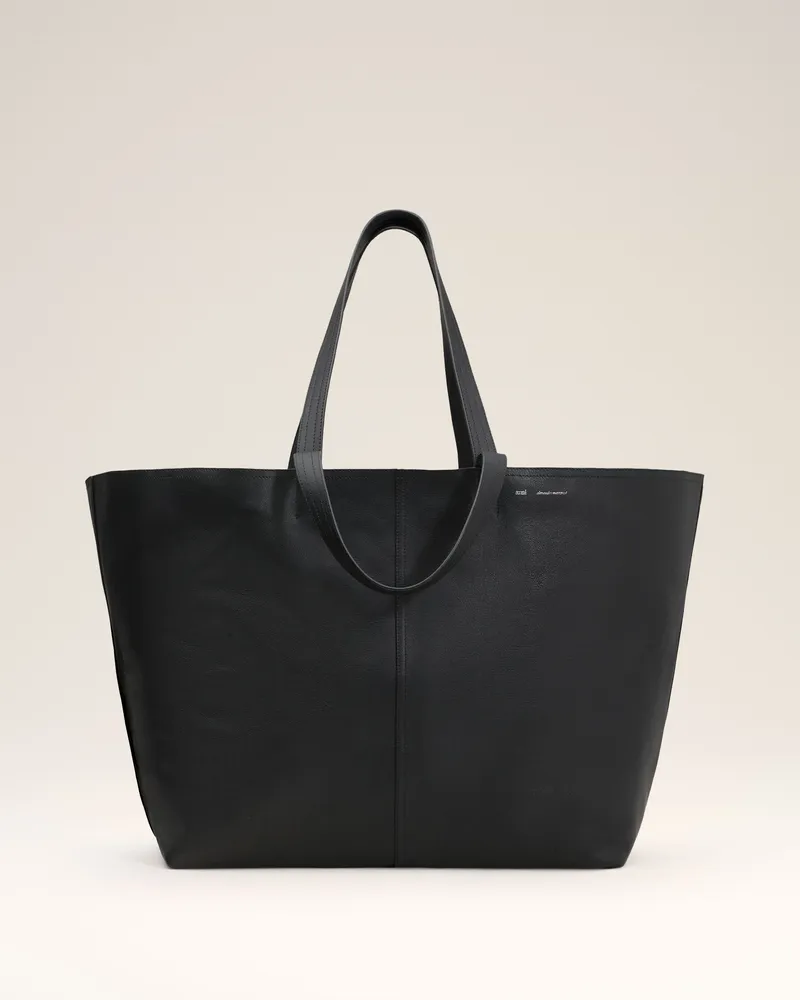 AMI Paris Schwarze Midi Maxi Tote Bag aus Leder Schwarz Unisex Schwarz