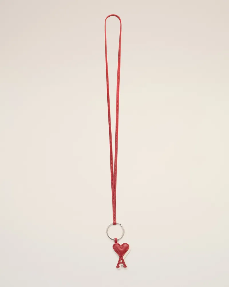 AMI Paris Ami de Coeur Schlüsselanhänger aus rotem Rindsleder Rot - Größe Unisex Brütes