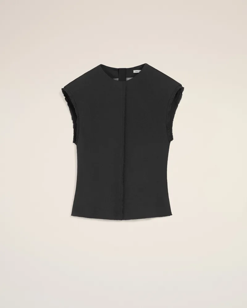 AMI Paris Schwarzes ärmelloses Top mit unversäuberten Kanten Grau für Damen Anthrazit