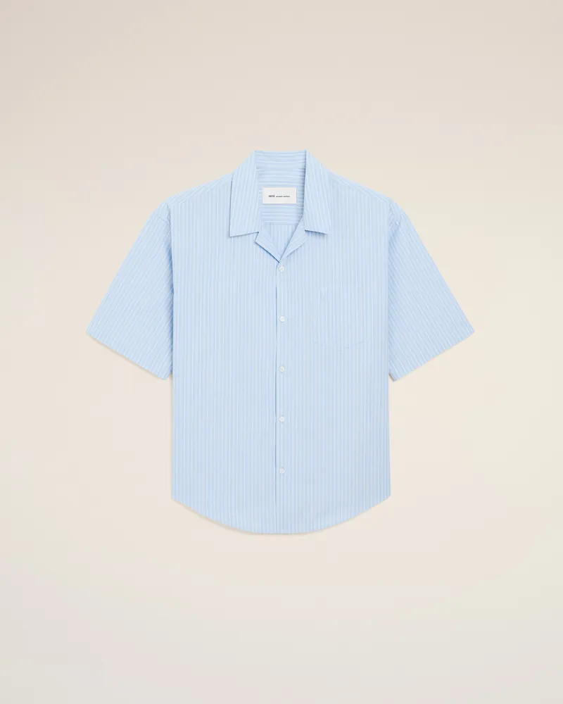 AMI Paris Blaues Ami De Coeur Baumwollhemd mit kurzen Ärmeln und geradem Schnitt  Blau für Herren Kaschmirblau