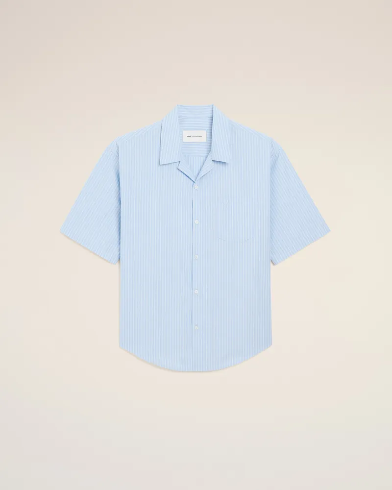 AMI Paris Blaues Ami De Coeur Baumwollhemd mit kurzen Ärmeln und geradem Schnitt  Blau für Herren Kaschmirblau