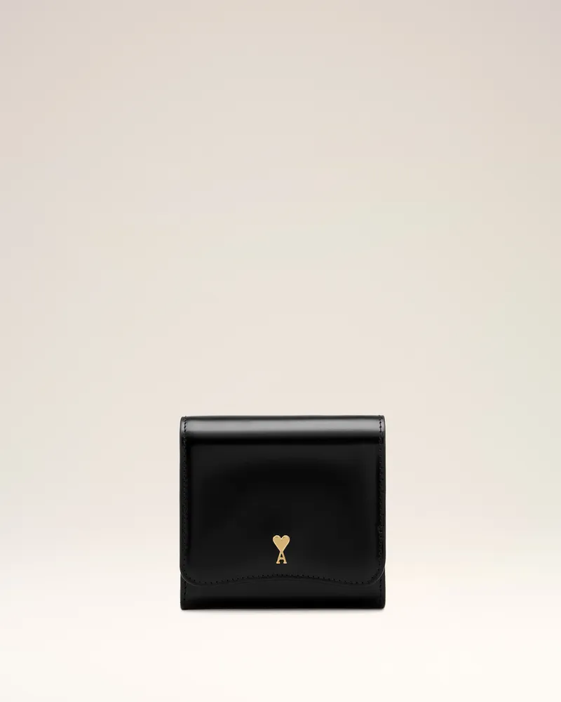 AMI Paris Schwarzes kompaktes Paris Paris Portemonnaie Schwarz Unisex Schwarz