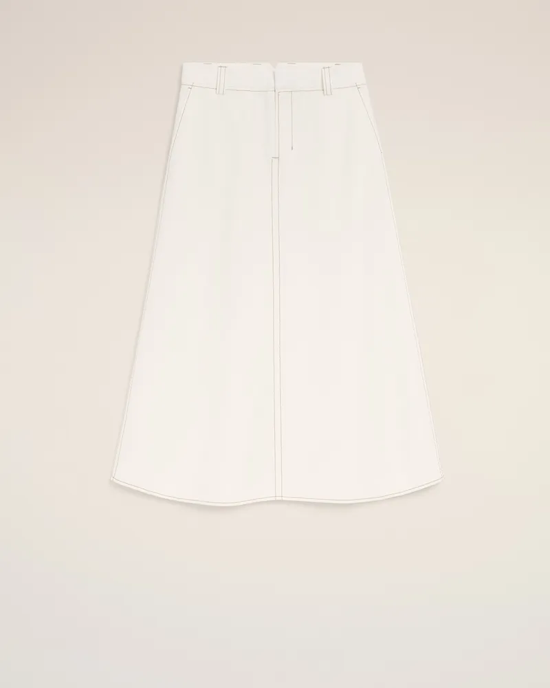 AMI Paris Weißer langer Trapezrock aus Baumwollgabardine Weiß für Damen Weiss