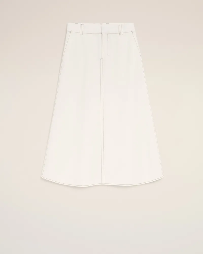 AMI Paris Weißer langer Trapezrock aus Baumwollgabardine Weiß für Damen Weiss
