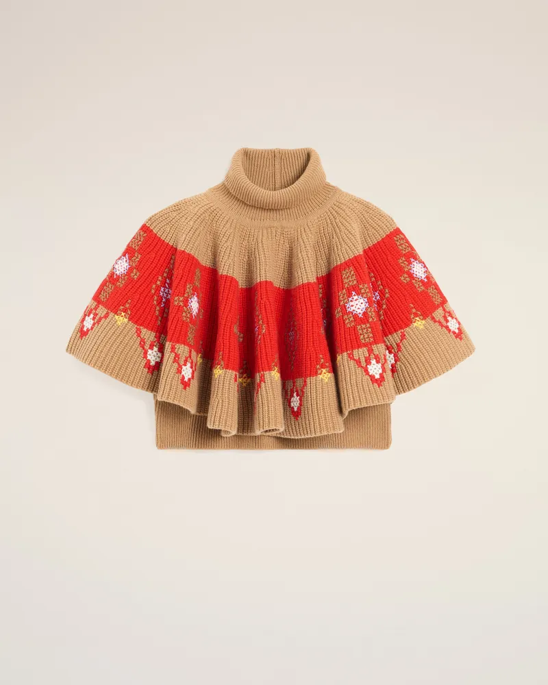 AMI Paris Rüschentop aus brauner Wolle Braun für Damen Camel