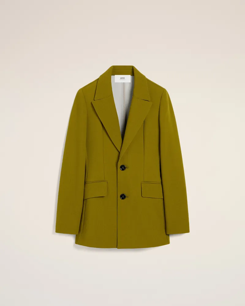 AMI Paris Taillierte Jacke aus khakifarbener Wolle mit zwei Knöpfen Grün - Größe für Damen Lichen
