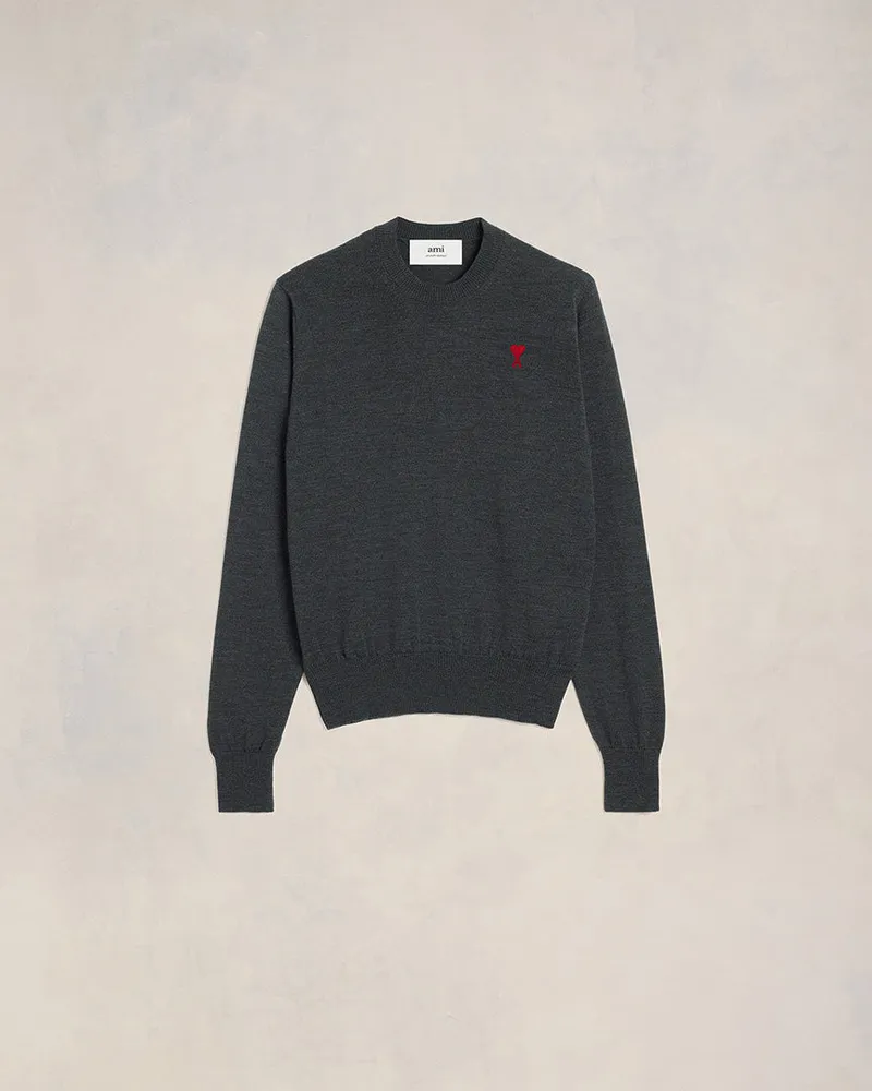 AMI Paris Roter Ami De Coeur Pullover mit Rundhalsausschnitt Grau für Herren Heather