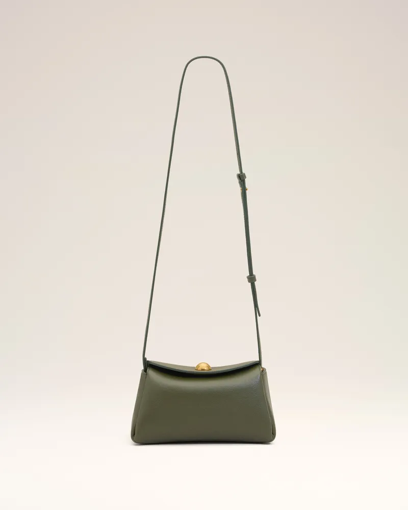 AMI Paris Grüne Mini Carrousel Tasche aus Rindsleder Grün Unisex Dunkelkaki