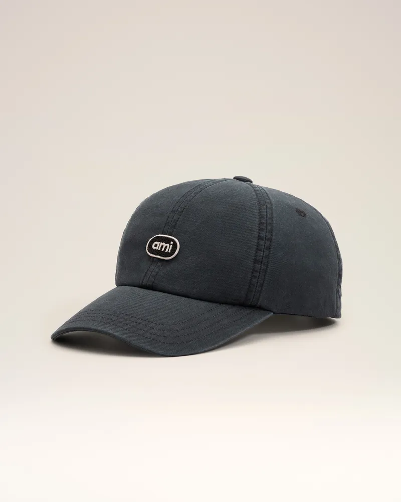 AMI Paris Schwarze Baumwoll-Cap mit Ami Patch Schwarz Unisex Lavaschwarz
